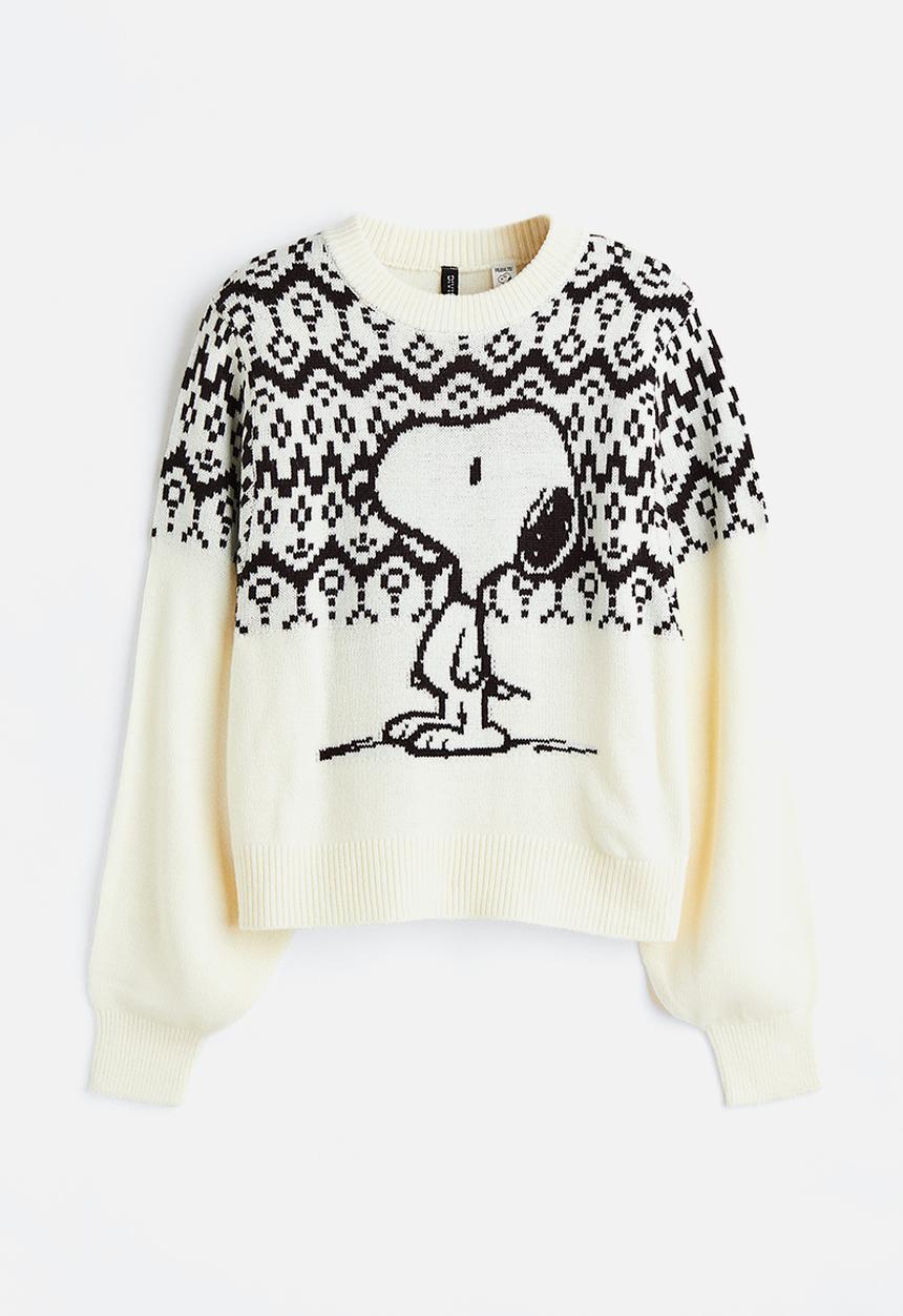 H&M - Jacquard-knit jumper - white/snoopy