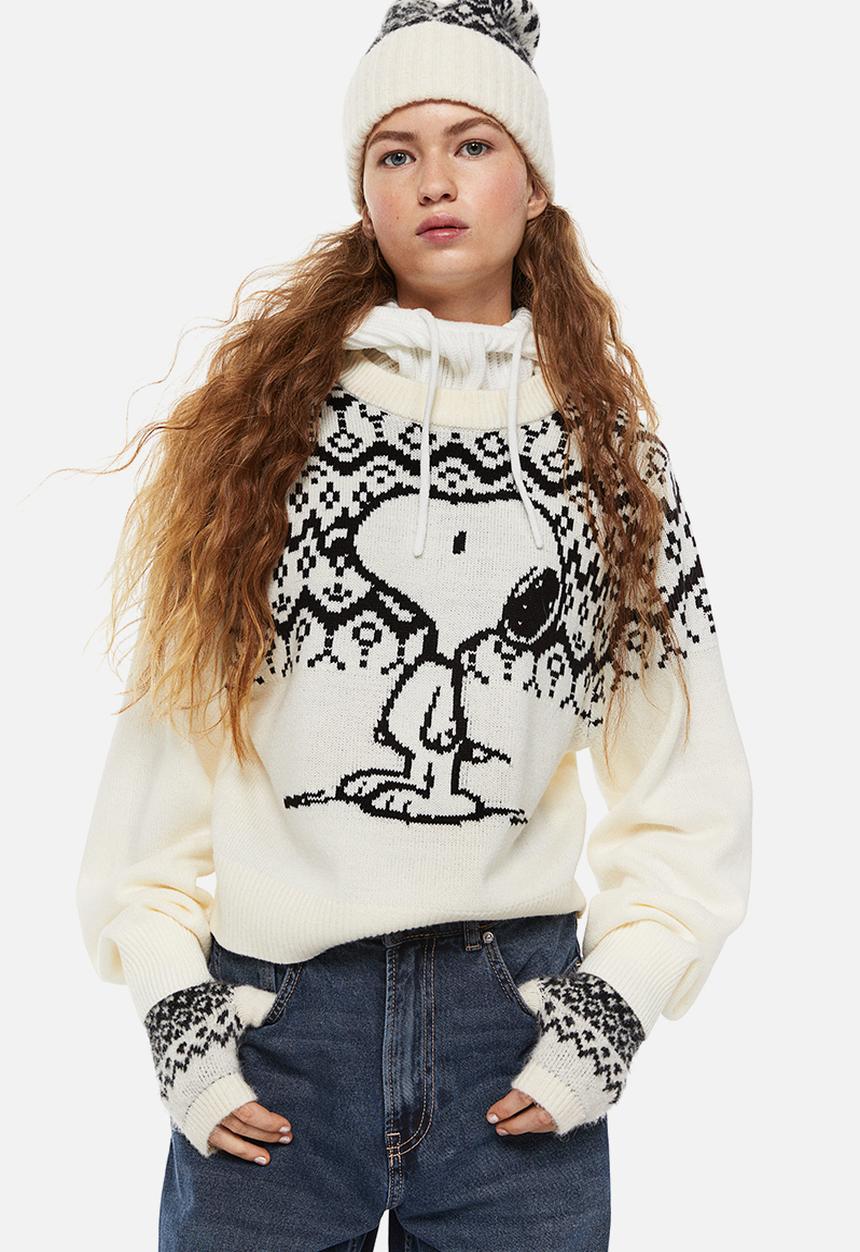 H&M - Jacquard-knit jumper - white/snoopy