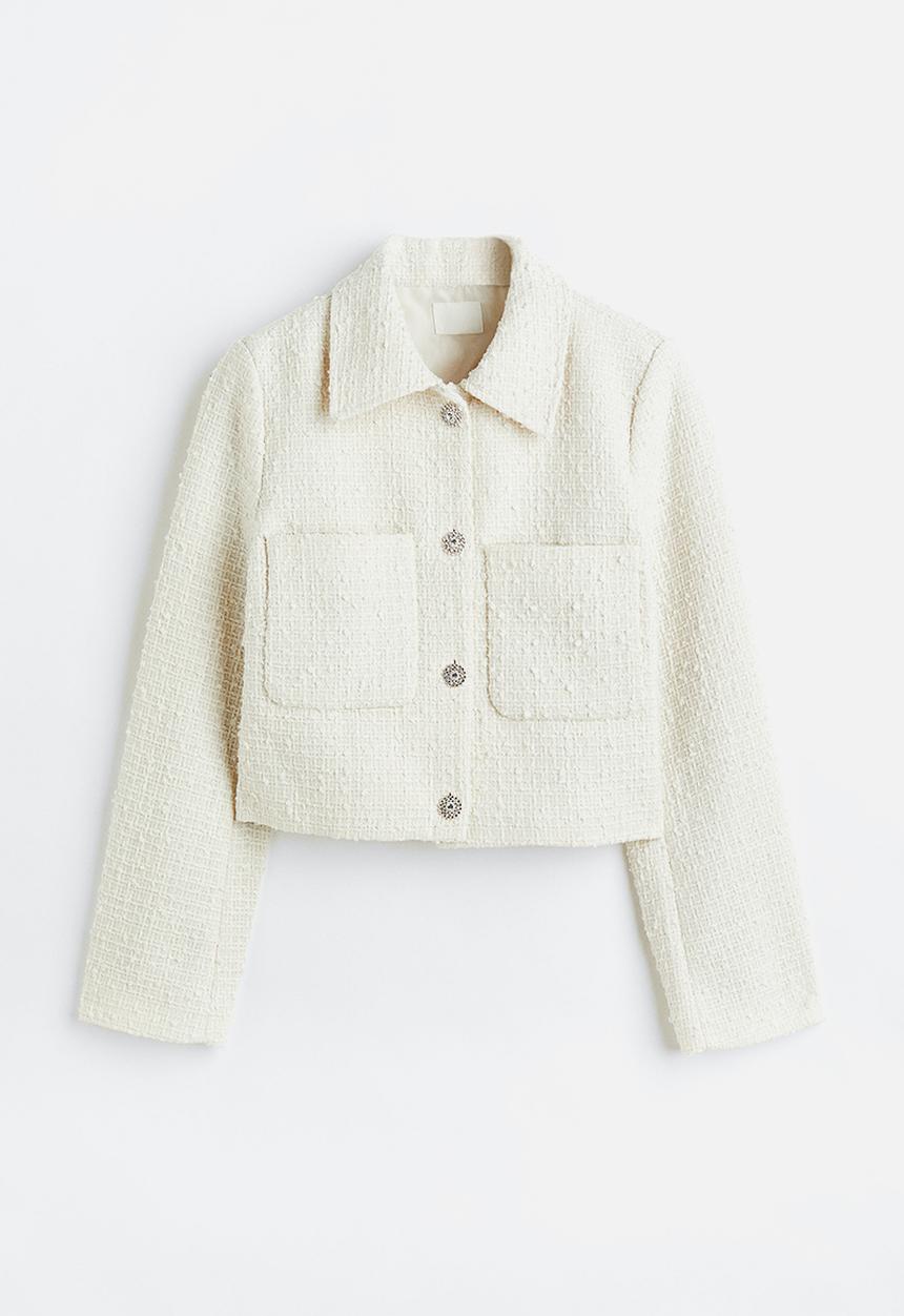 H&M - Rhinestone-button jacket - cream