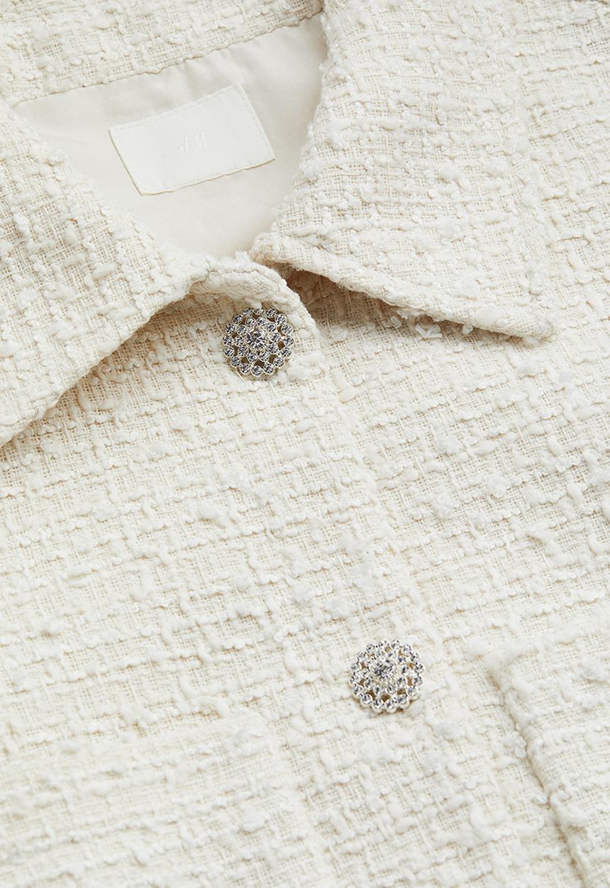 H&M - Rhinestone-button jacket - cream