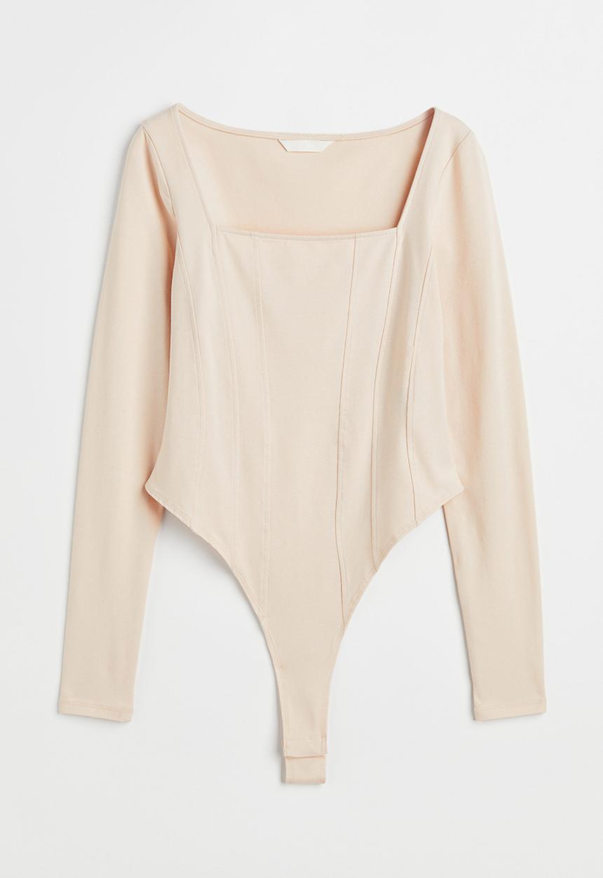 H&M - Long-sleeved body - light beige
