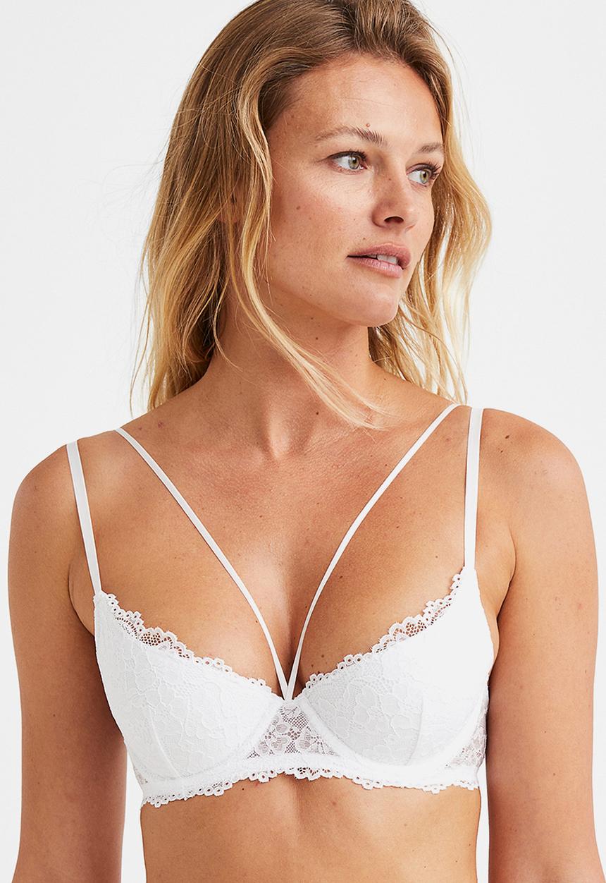 H&M - Lace push-up bra - white