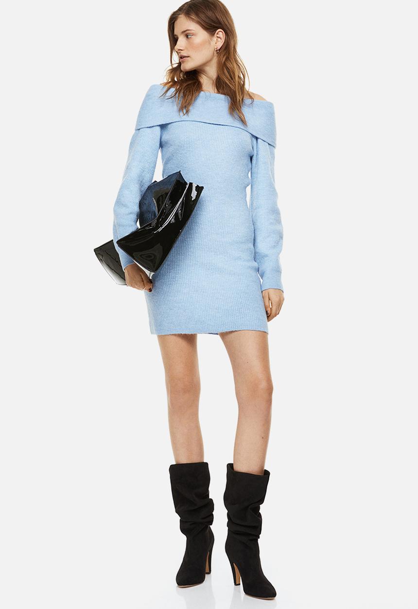 H&M - Off-the-shoulder bodycon dress - light blue