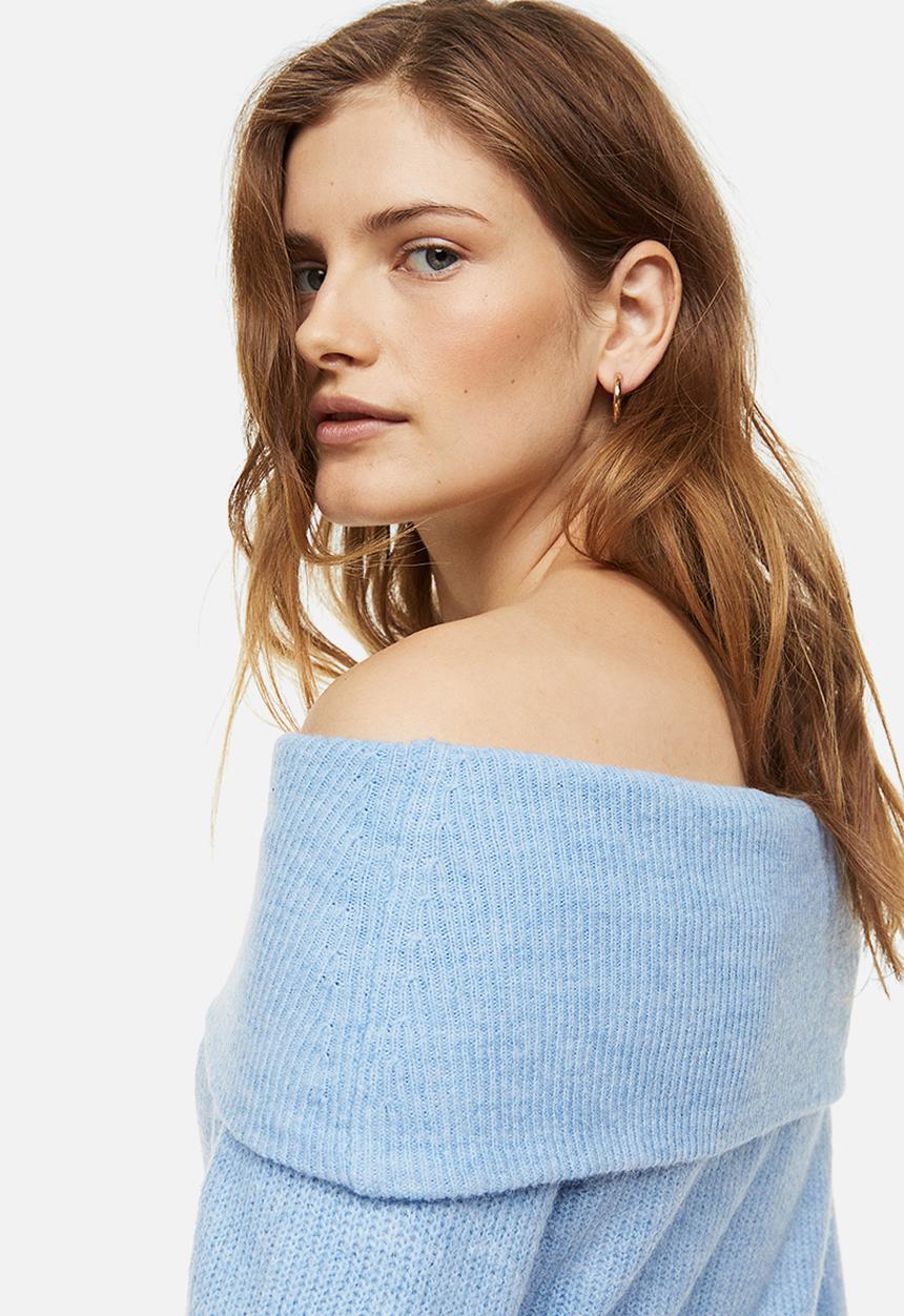 H&M - Off-the-shoulder bodycon dress - light blue