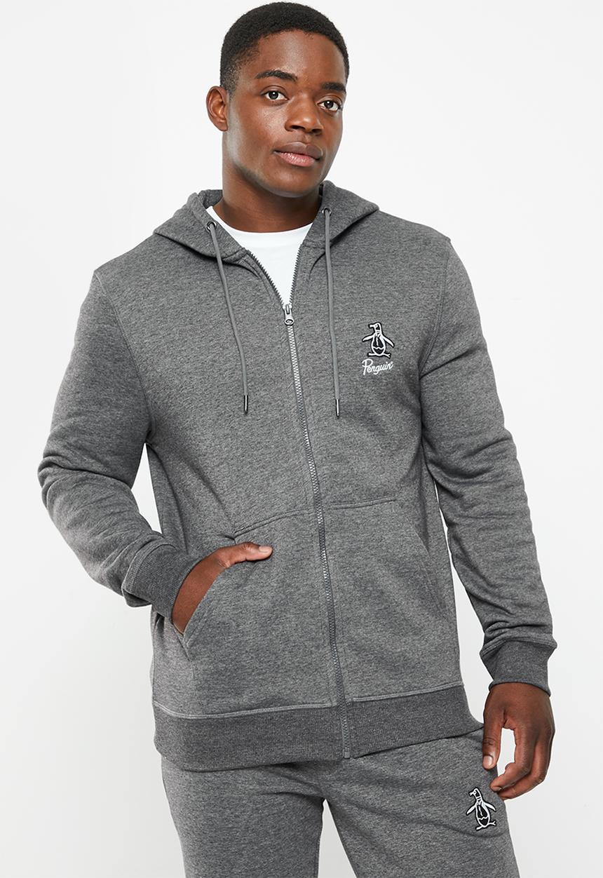 Original Penguin - Penguin corpo zip hoodie  - heather black