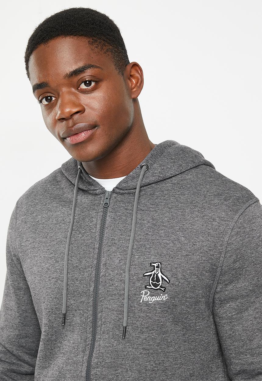 Original Penguin - Penguin corpo zip hoodie  - heather black