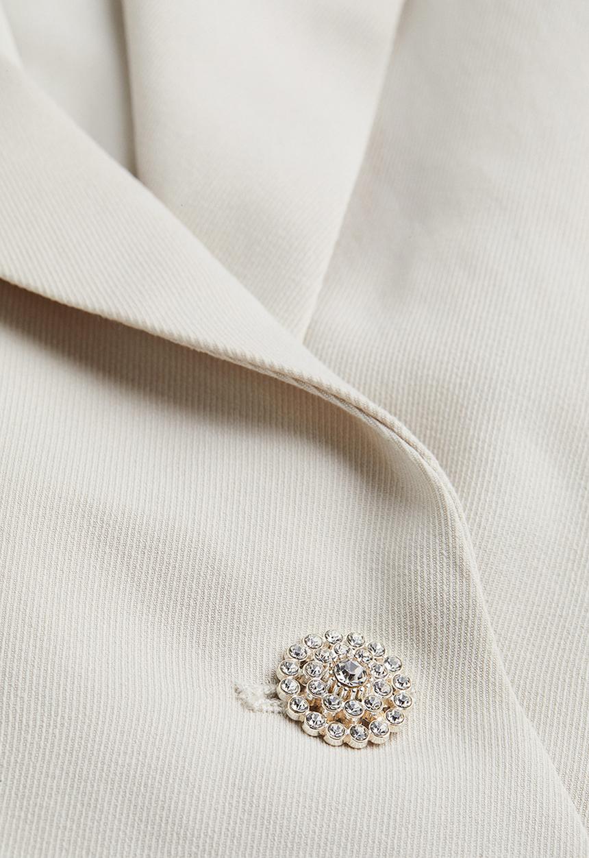 H&M - One-button blazer - light beige/rhinestones