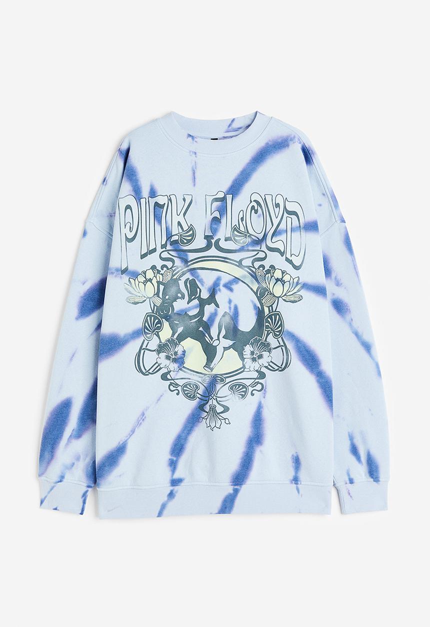 H&M - Oversized printed sweatshirt - light blue/pink floyd