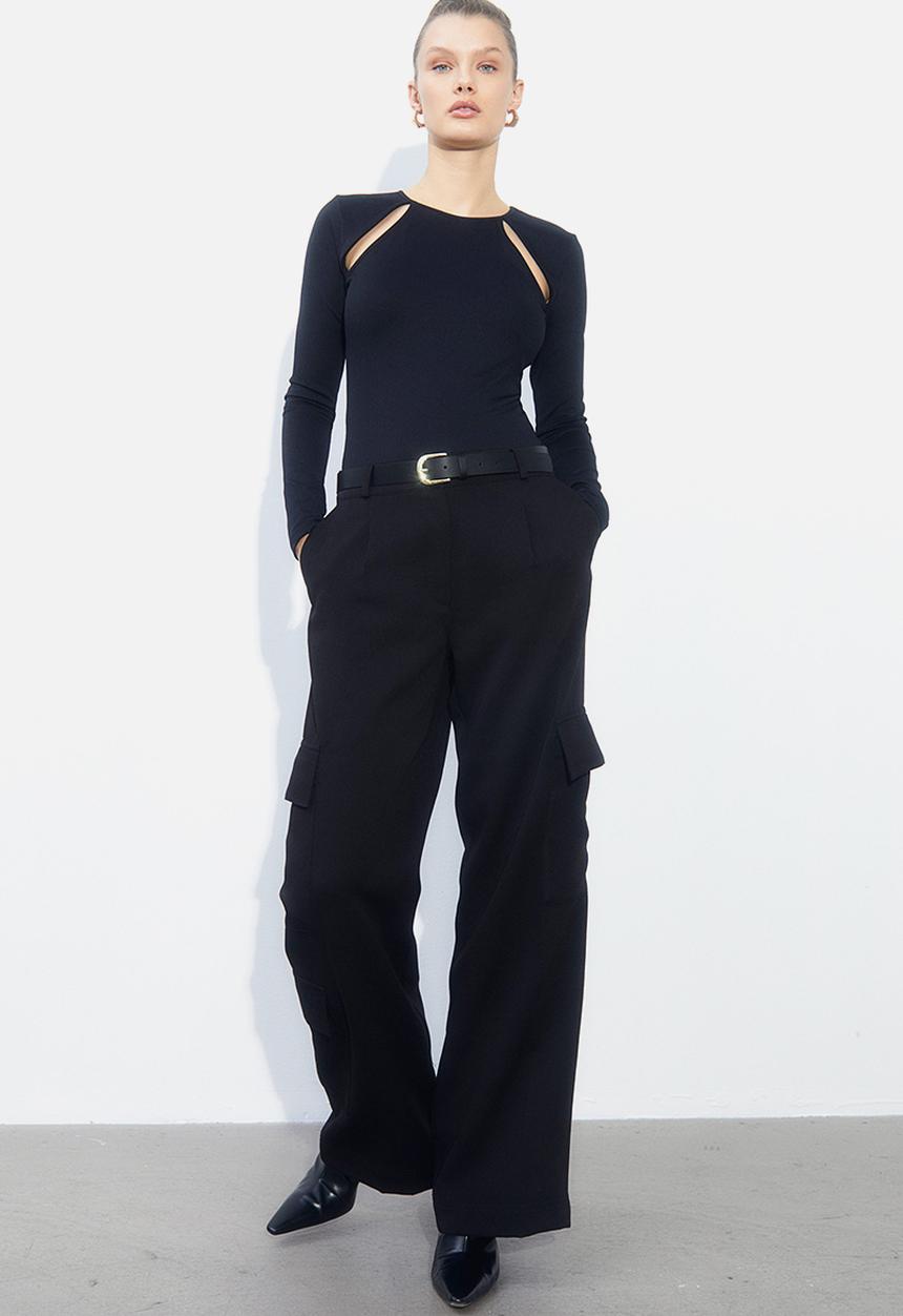 H&M - Twill utility trousers - black