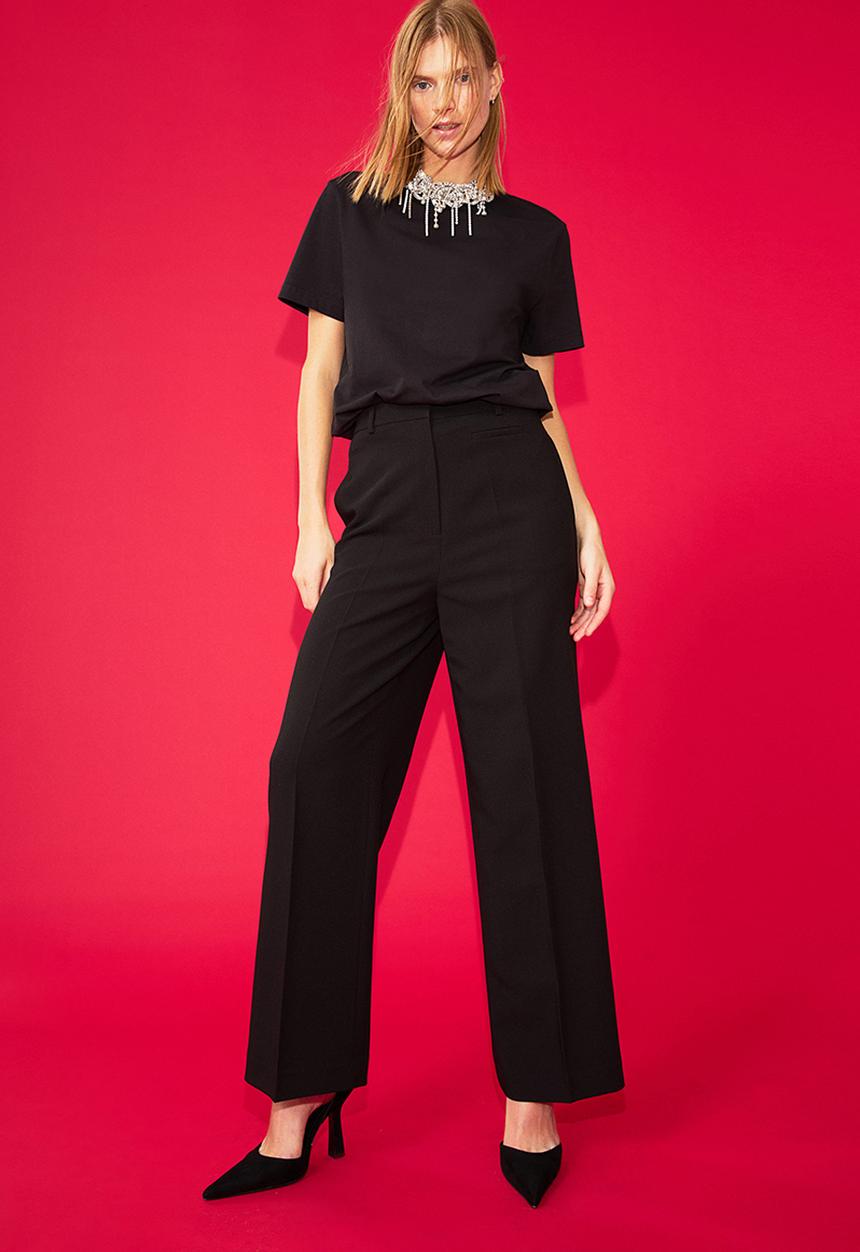 H&M - Straight trousers - black