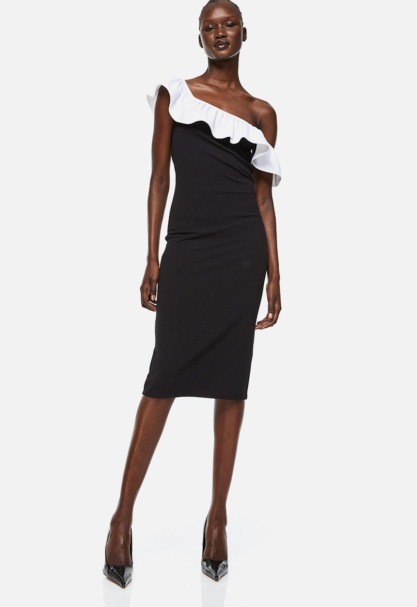 H&M - Flounced off-the-shoulder dress - black