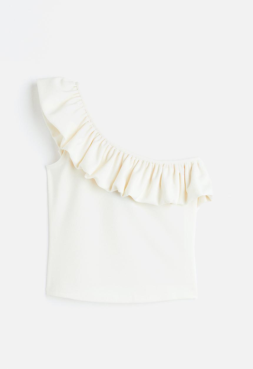 H&M - Flounced one-shoulder top - white