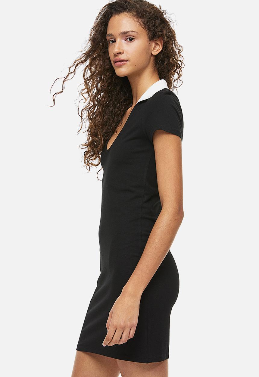 H&M - Collared bodycon dress - black/white