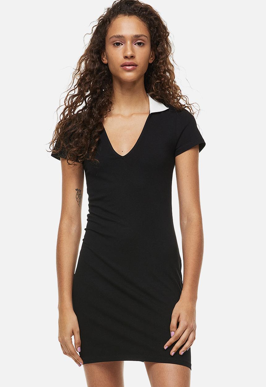 H&M - Collared bodycon dress - black/white