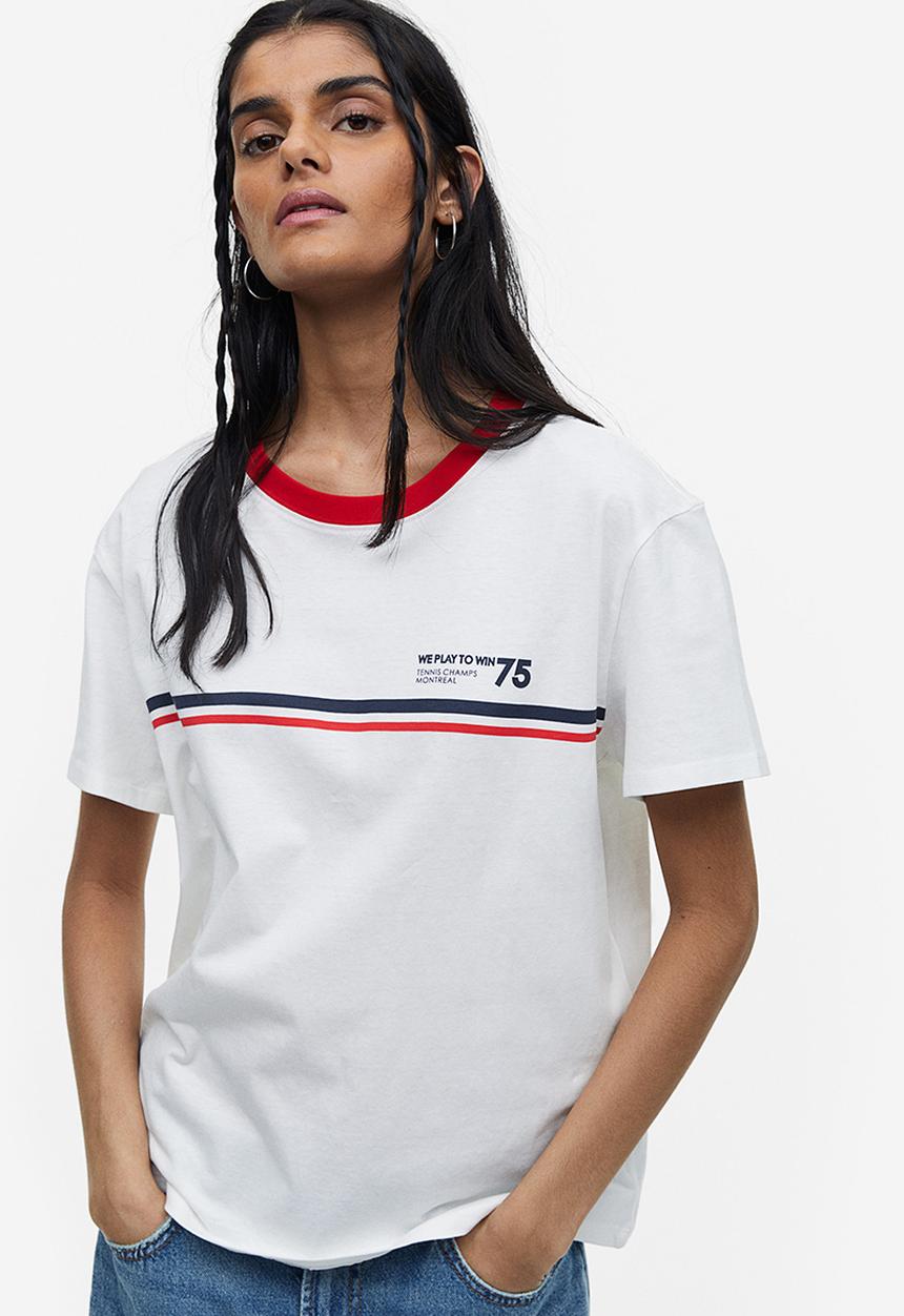 H&M - T-shirt - white/we play to win