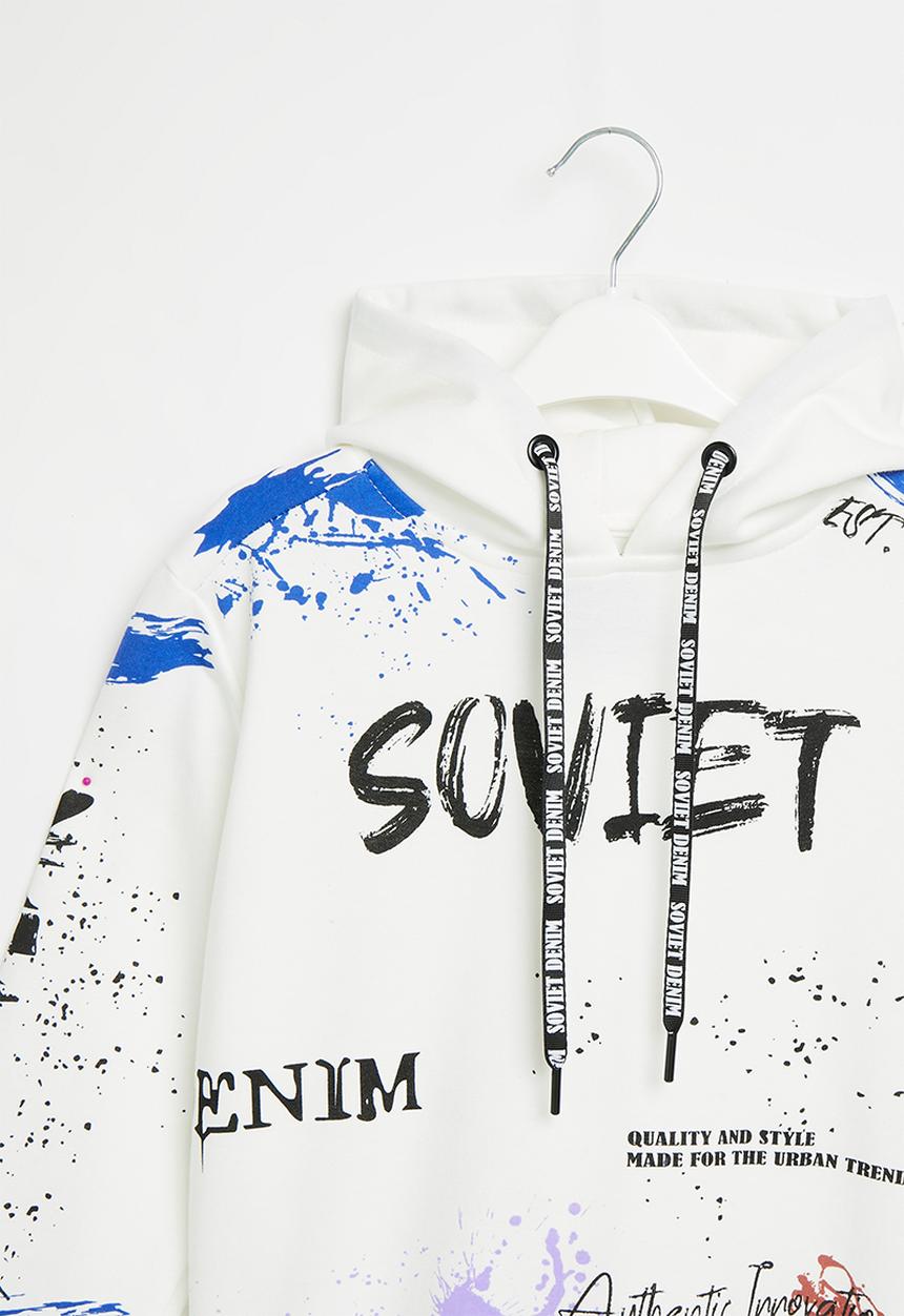 SOVIET - Boys pull over hoody - white