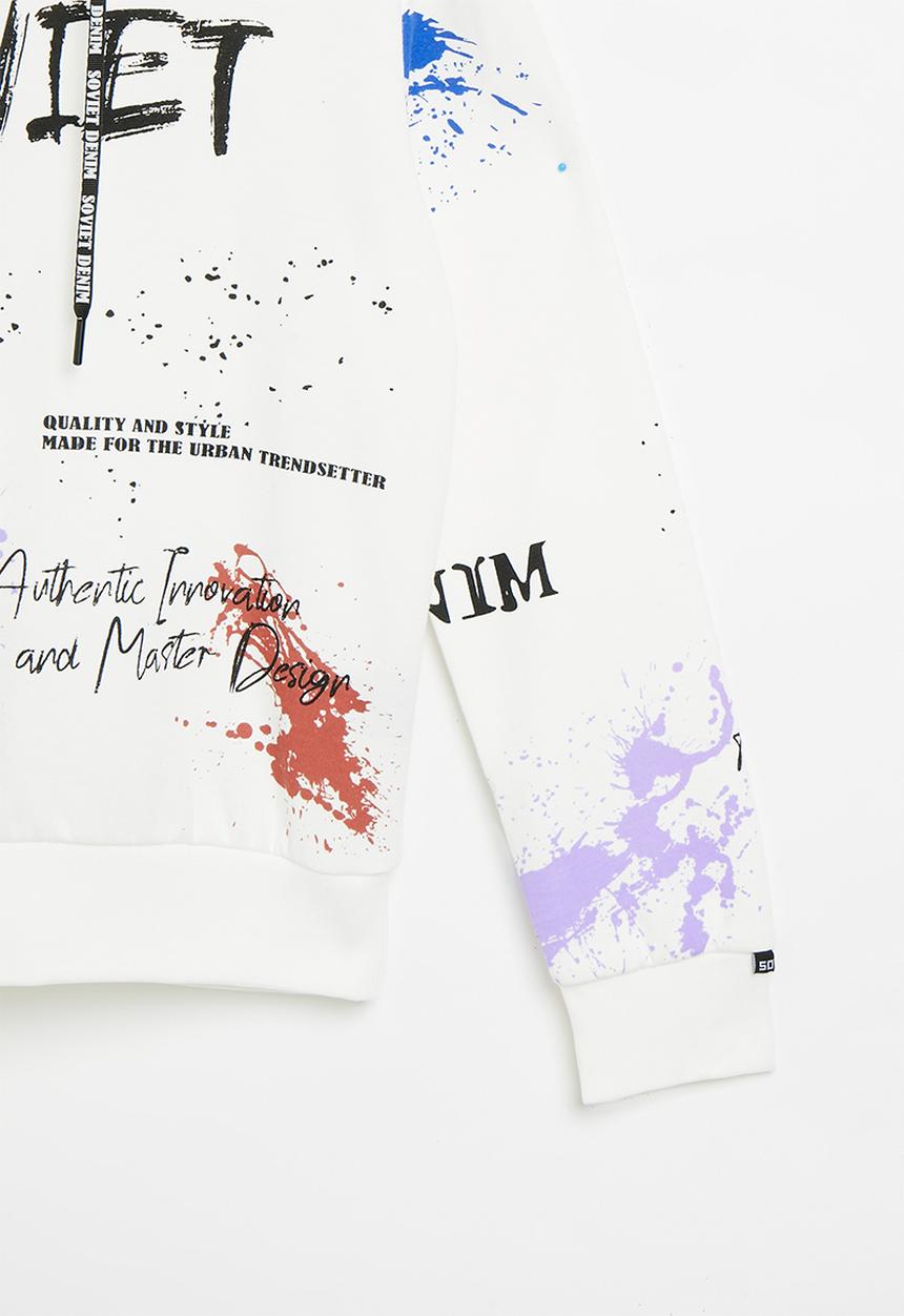 SOVIET - Boys pull over hoody - white