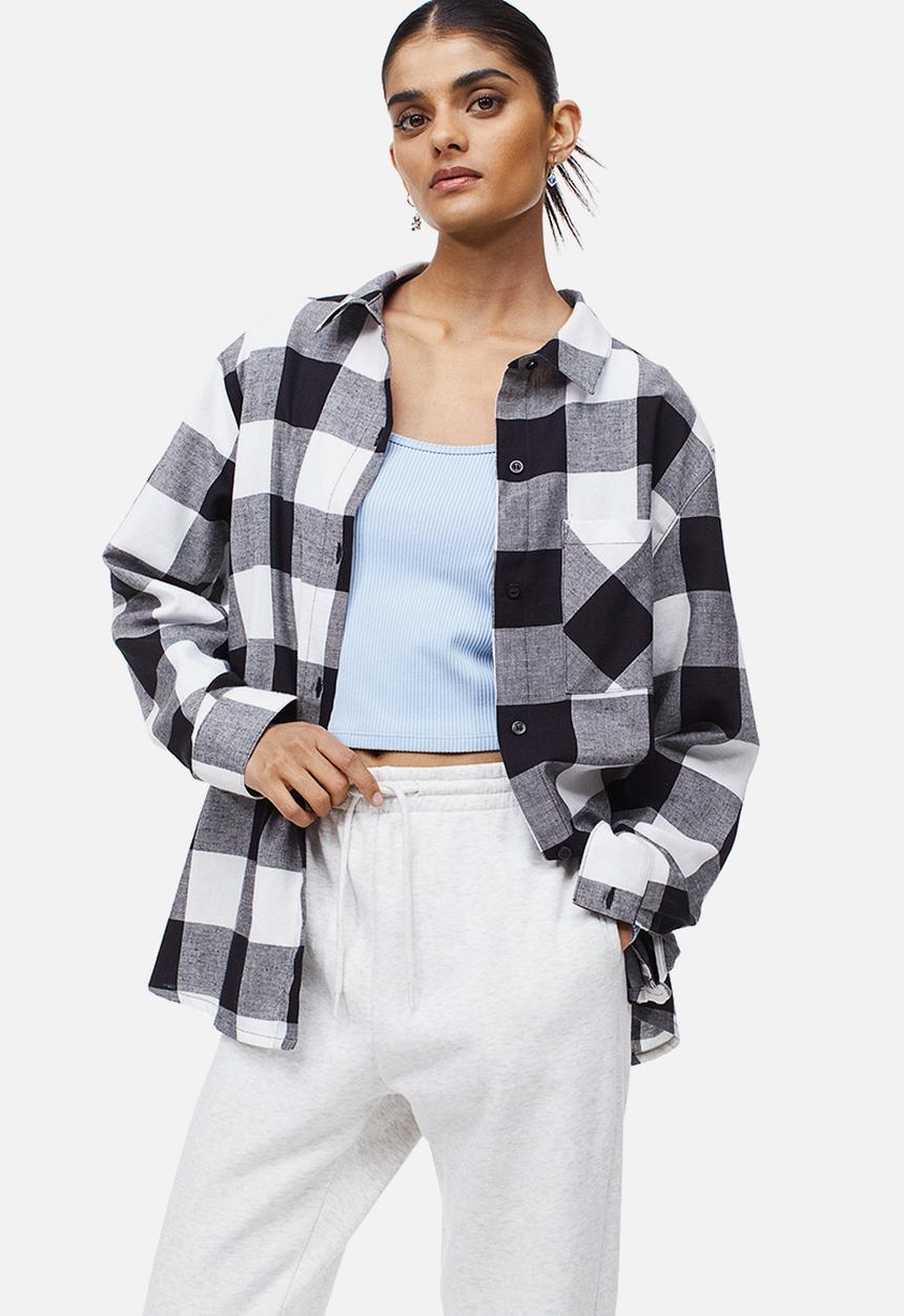 H&M - Checked shirt - black/white checked
