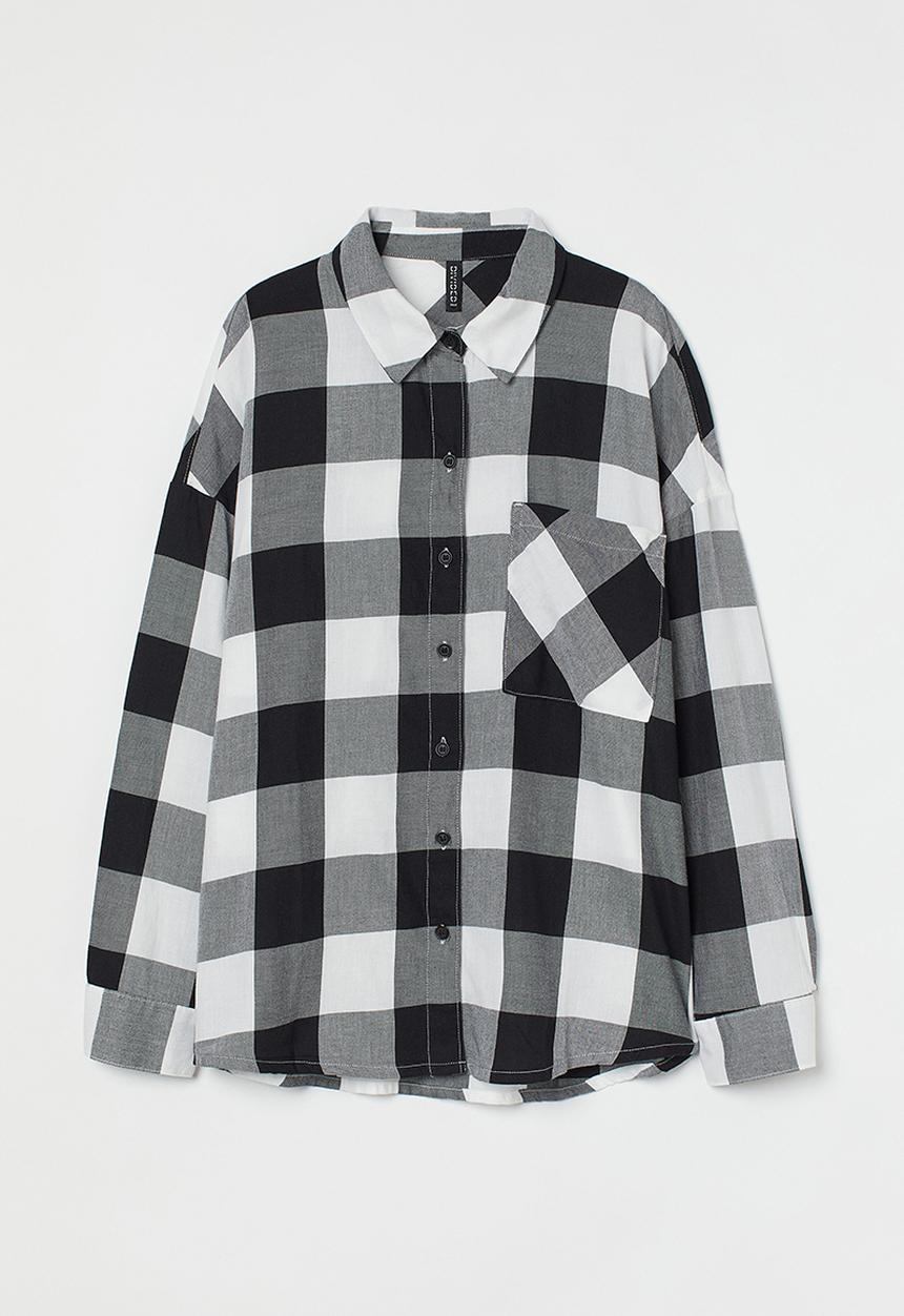 H&M - Checked shirt - black/white checked