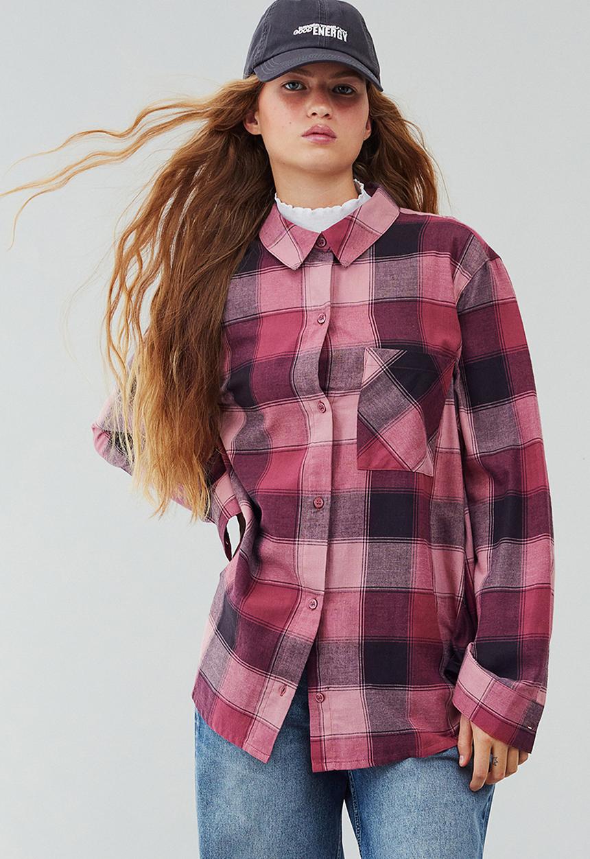 H&M - Checked shirt - pink/checked