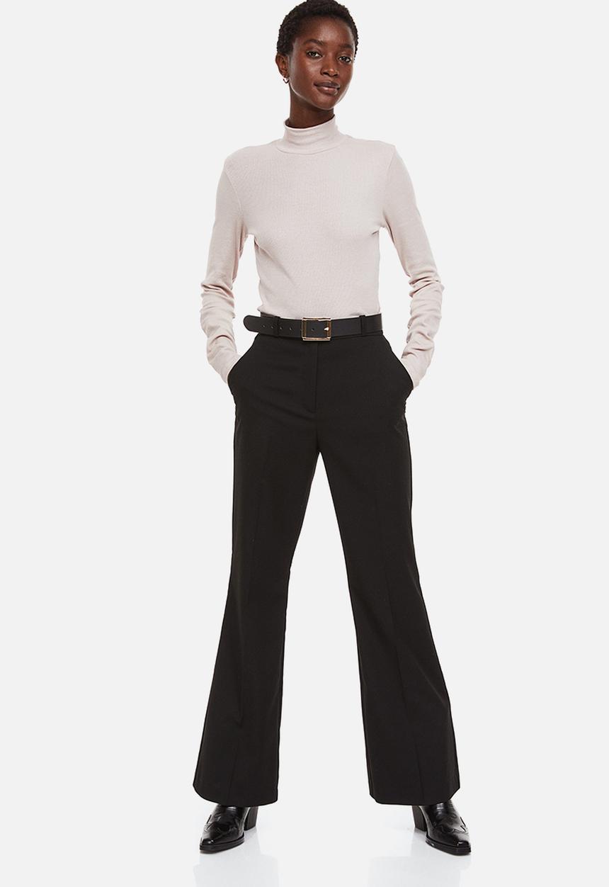 H&M - Ribbed polo-neck top - light beige