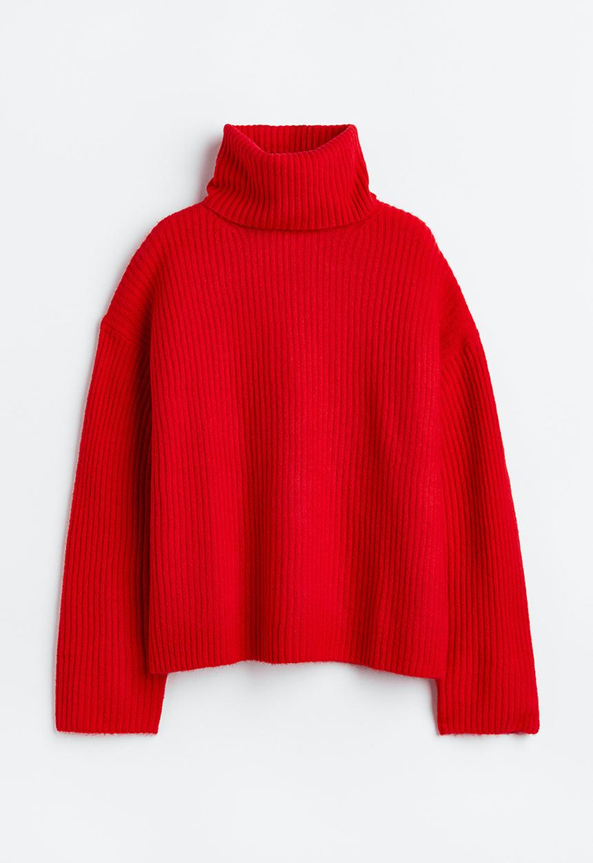 H&M - Oversized polo-neck jumper - red