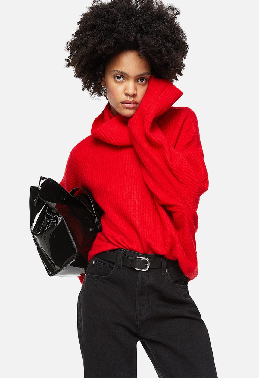 H&M - Oversized polo-neck jumper - red