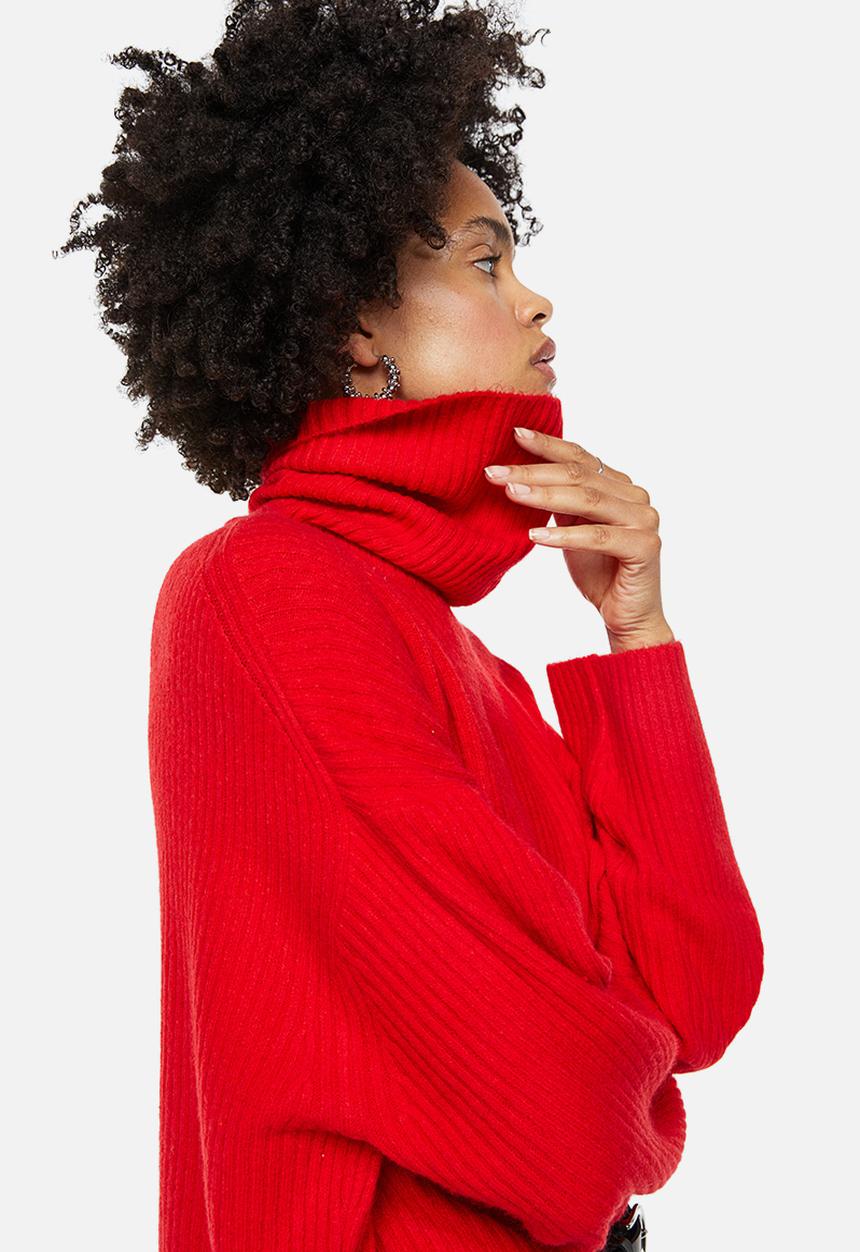 H&M - Oversized polo-neck jumper - red