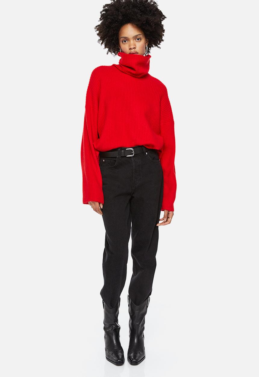 H&M - Oversized polo-neck jumper - red