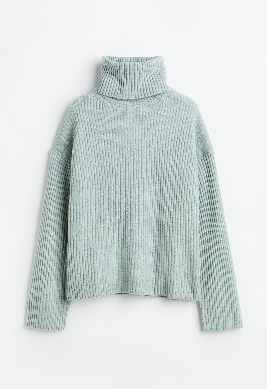 H&M - Oversized polo-neck jumper - light green