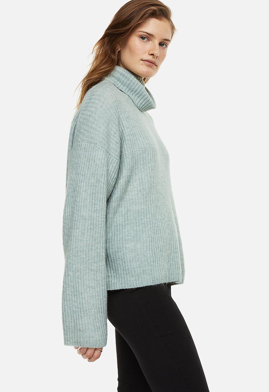 H&M - Oversized polo-neck jumper - light green