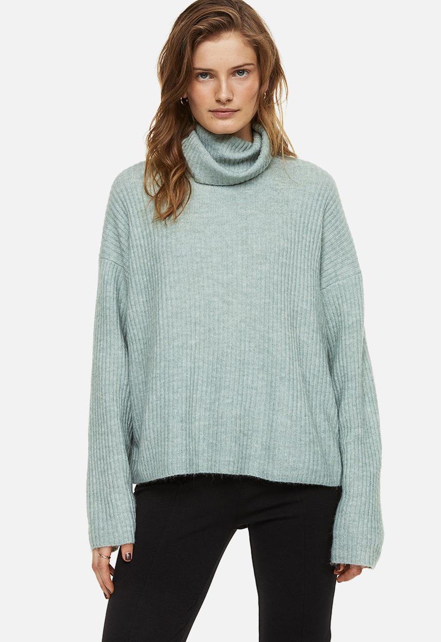 H&M - Oversized polo-neck jumper - light green