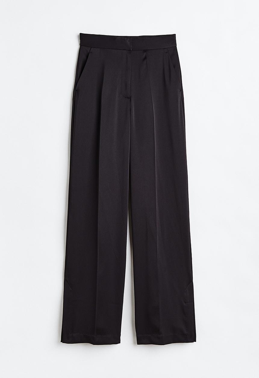 H&M - Satin trousers - black