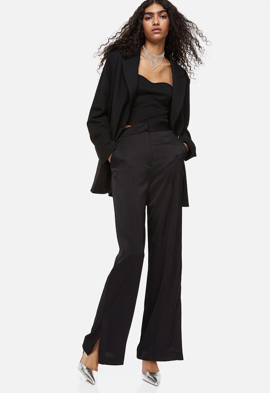 H&M - Satin trousers - black