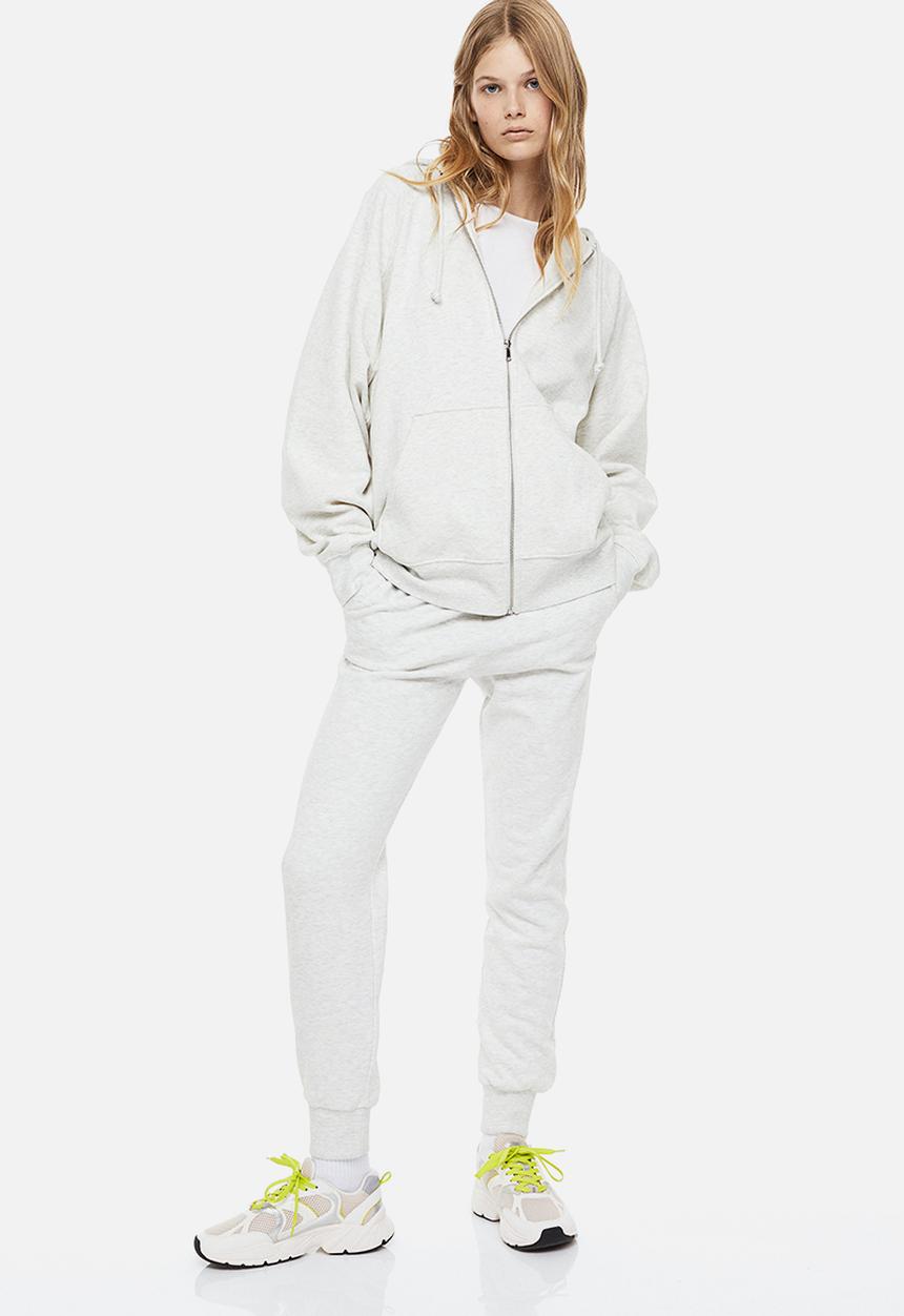 H&M - Oversized zip-through hoodie - light grey marl 