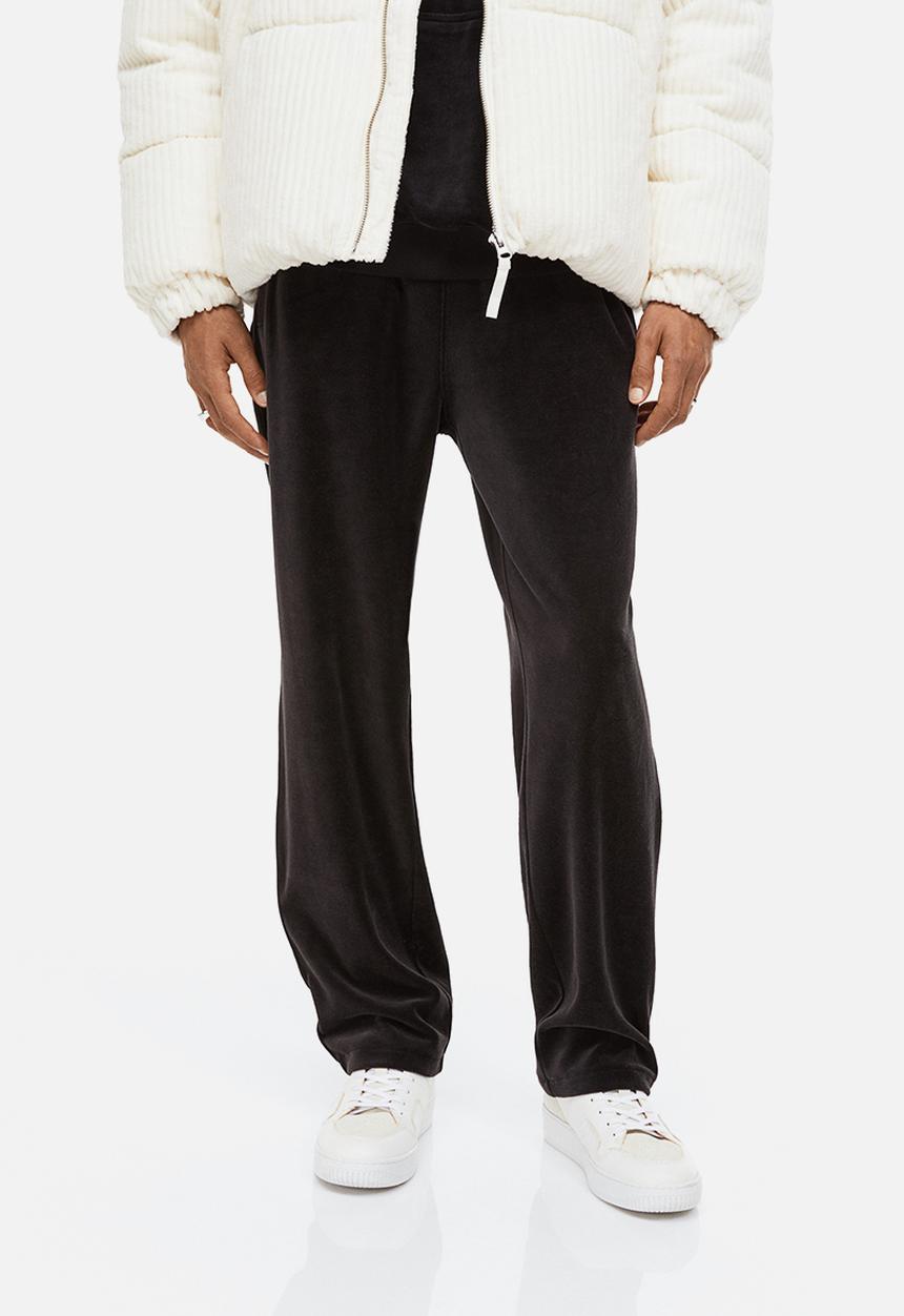 H&M - Relaxed fit velour joggers - black