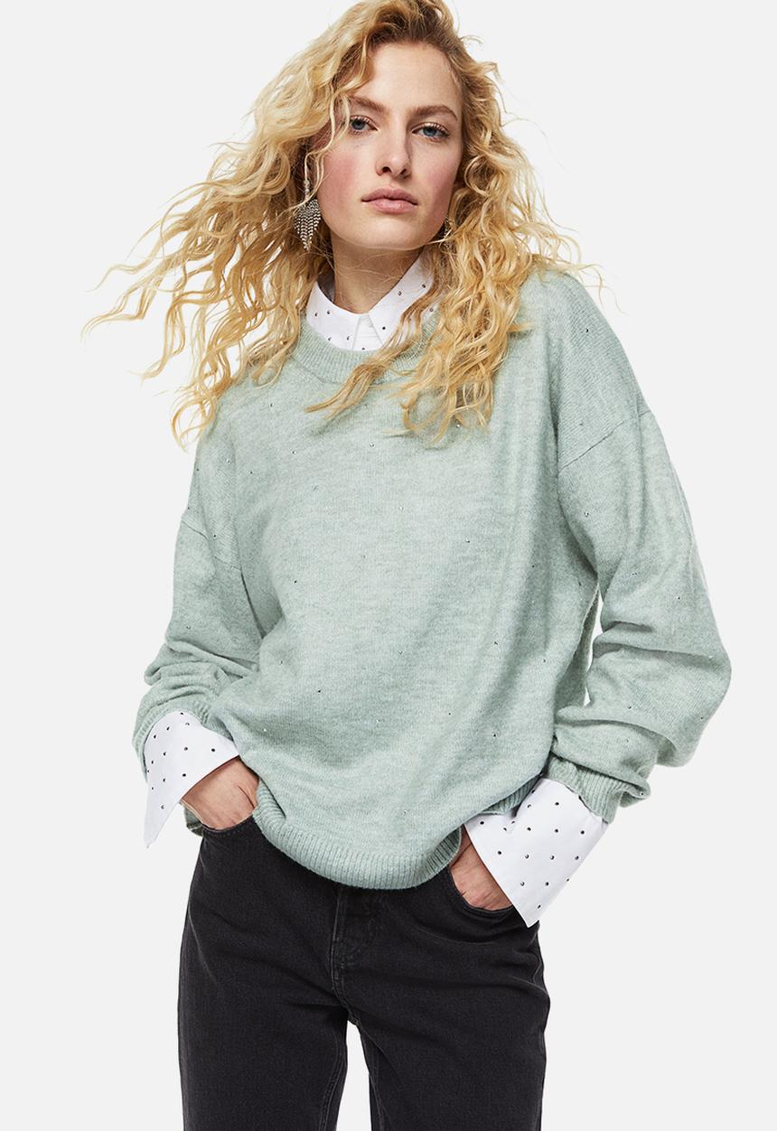 H&M - Beaded jumper - light green