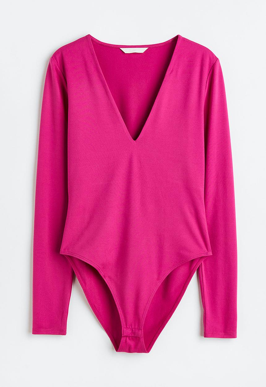 H&M - V-neck bodysuit - cerise