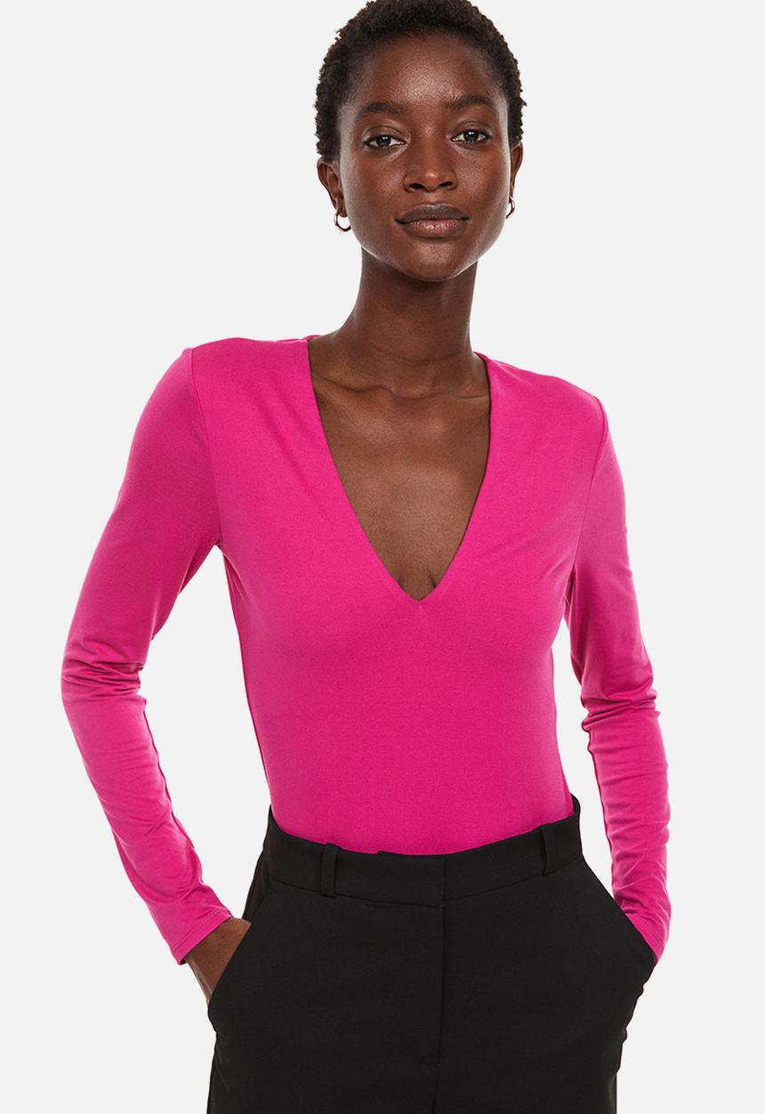 H&M - V-neck bodysuit - cerise