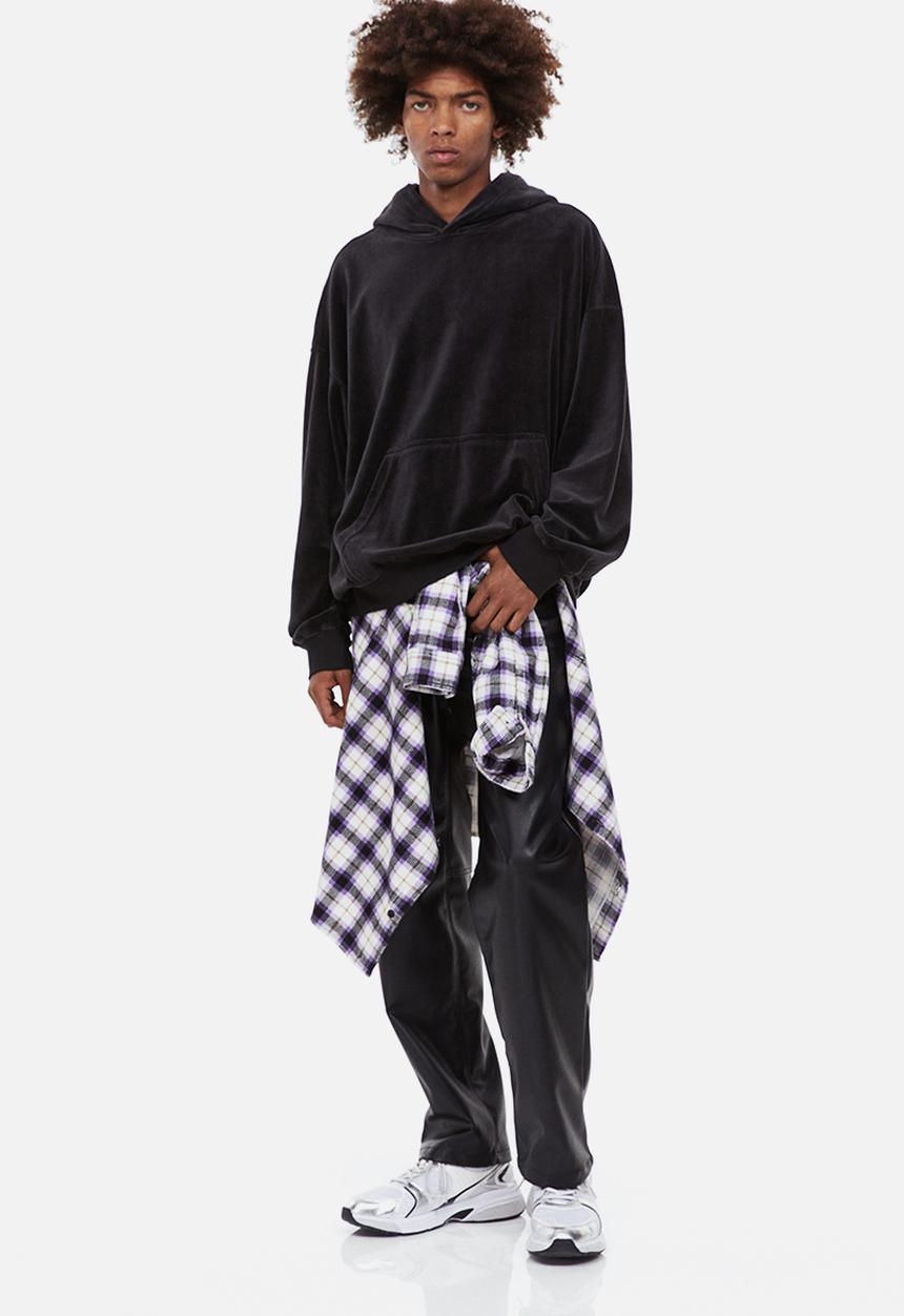 H&M - Oversized fit velour hoodie - black