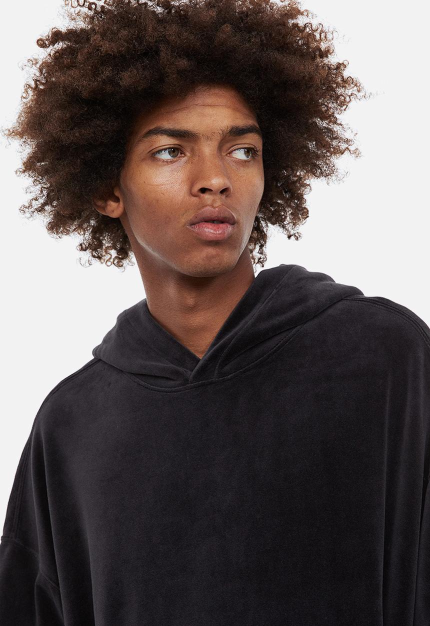 H&M - Oversized fit velour hoodie - black