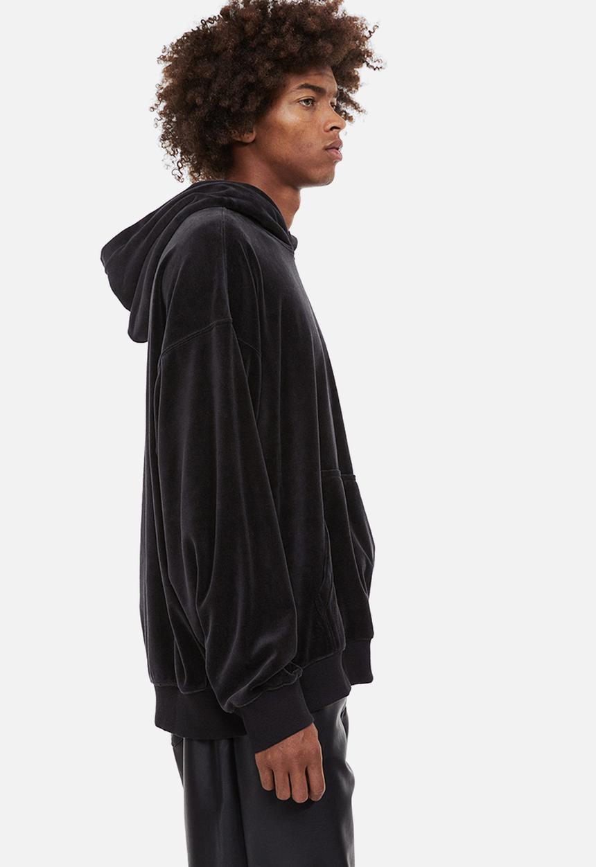 H&M - Oversized fit velour hoodie - black