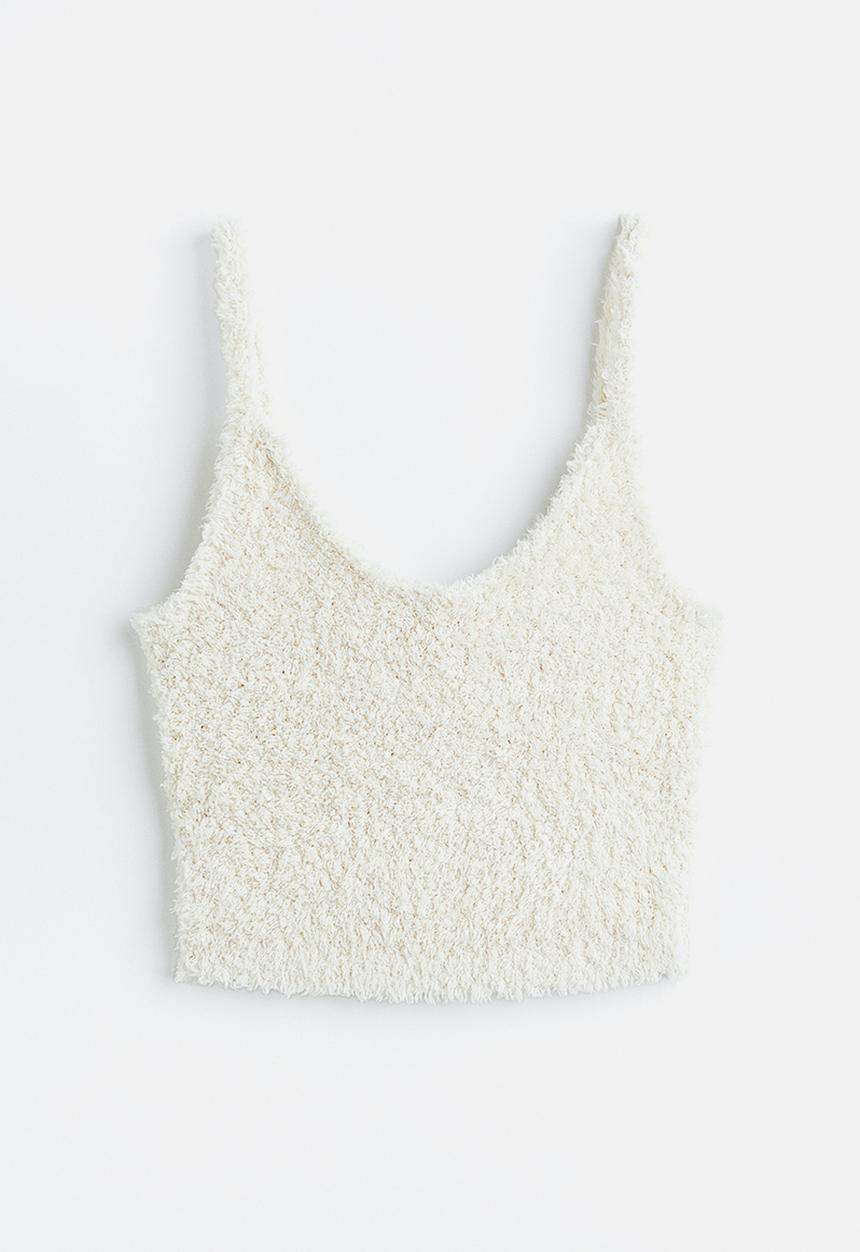 H&M - Fluffy crop top - light beige