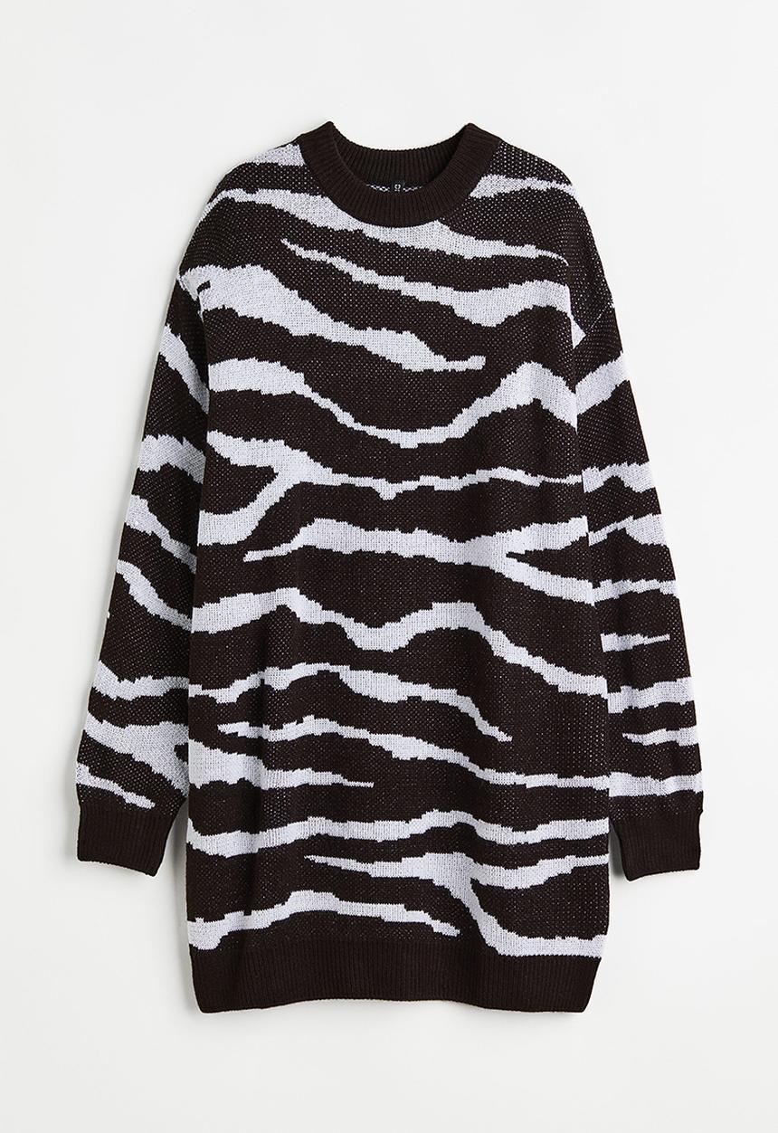 H&M - Knitted dress - black/zebra print