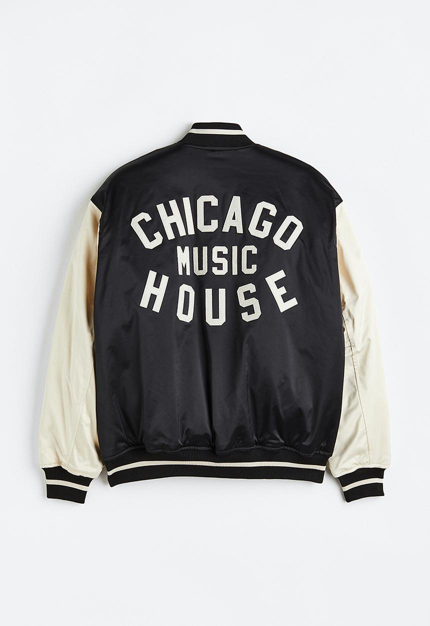 H&M - Oversized fit satin baseball jacket - black,multi