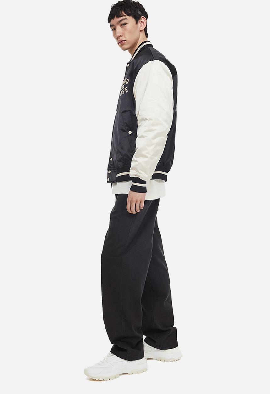 H&M - Oversized fit satin baseball jacket - black,multi