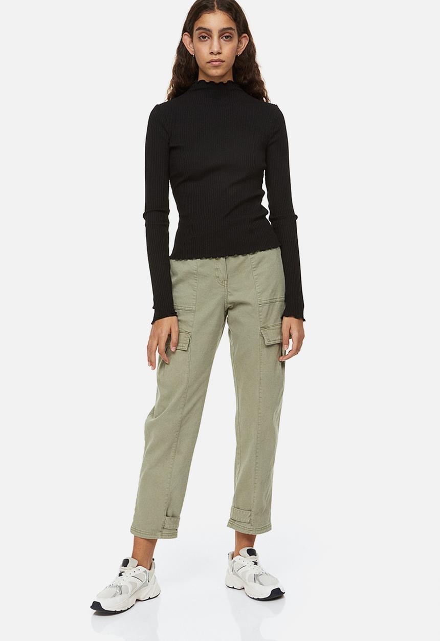 H&M - Long-sleeved ribbed top - black
