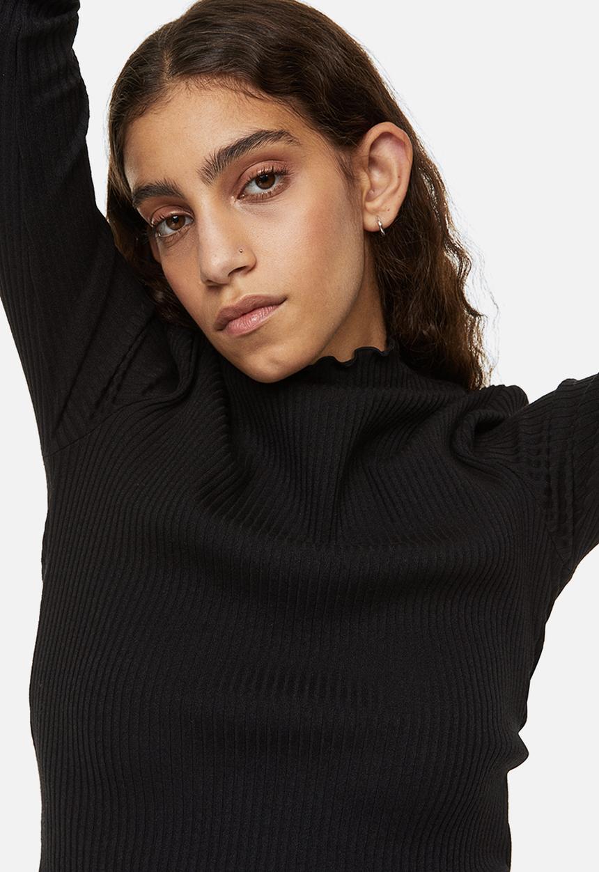 H&M - Long-sleeved ribbed top - black