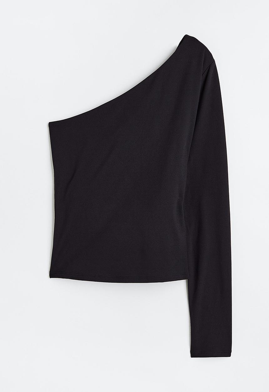 H&M - One-shoulder top - black