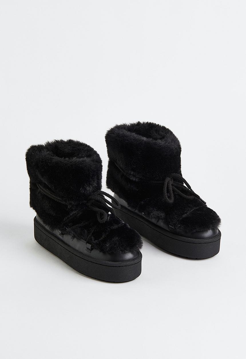H&M - Laced padded boots - black